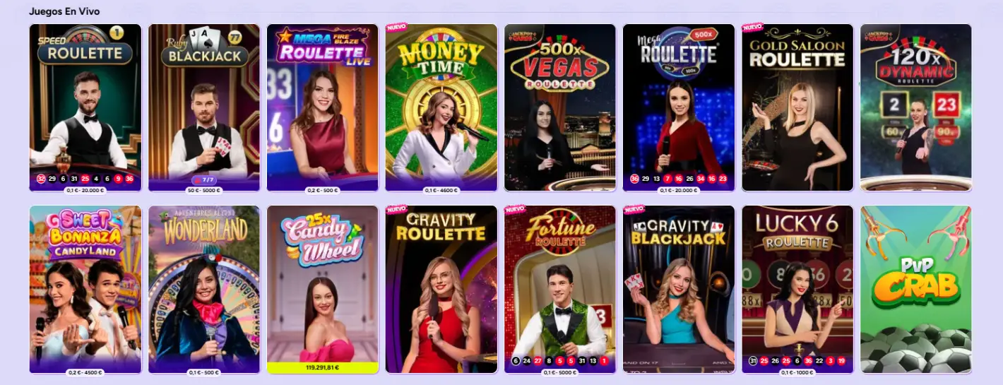 Spinbara Casino juegos en vivo